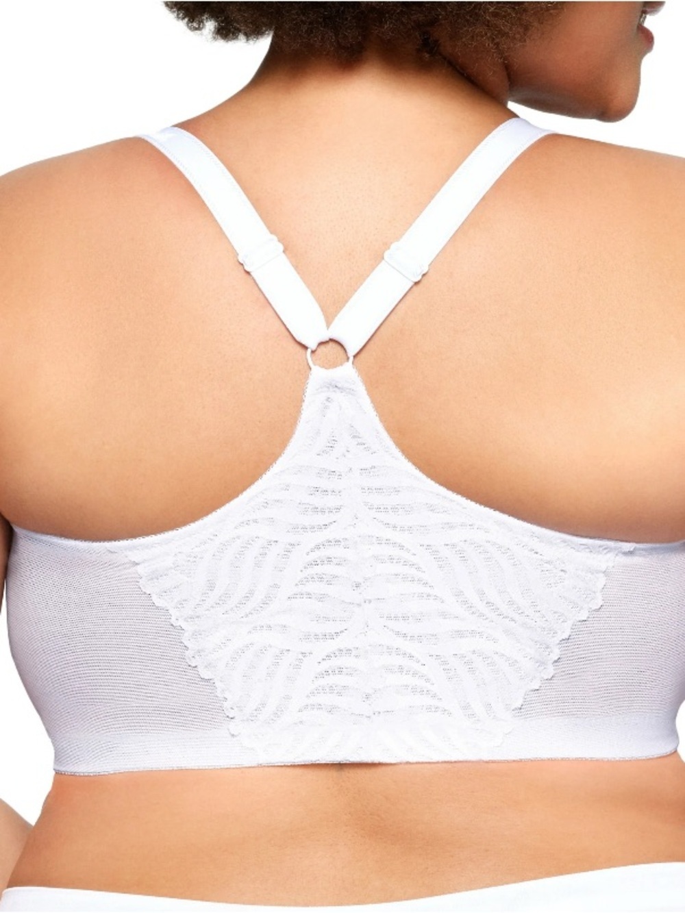 Glamorise 48DD Front Close Underwire Bra White Racerback Lace Full Coverage - Picture 2 of 15